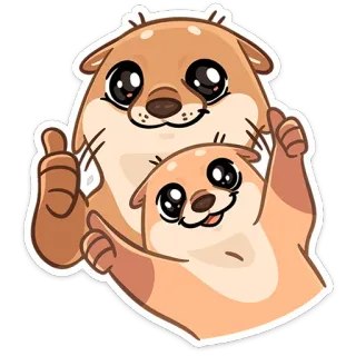 👍 นาก, สัตว์, ยกนิ้วโป้ง, น่ารัก whatsapp sticker