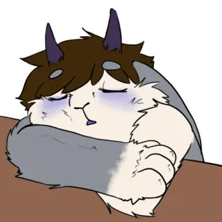 😴 sleepy, monster, horns, resting, tired, cartoon whatsapp sticker