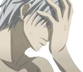 😒 Anime, Masculino, Triste, Pelo blanco, Personaje telegram sticker