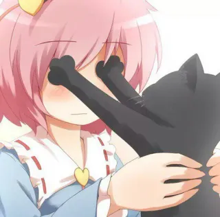 🙈 anime, cat, girl, cute, kawaii, pink hair whatsapp sticker