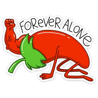 💪 FOREVER ALONE forever alone, pieprz, czerwona papryka, kreskówka, mem telegram sticker
