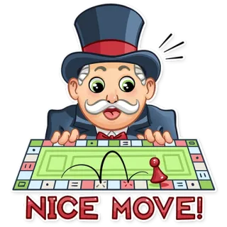 😃 Mr. Monopoly Monopoly NICE MOVE! Brettspiel, Reich, Monopoly, Finanzen, Strategie telegram sticker