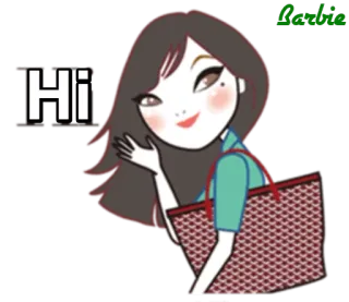 👋 Hi приветствие, женщина, мультфильм, машет, хозяйственная сумка telegram sticker