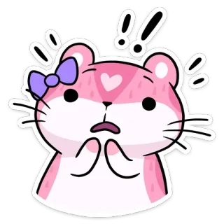 😳 hamster, desenho animado, fofo, animal, adesivo, rosa, chocado, surpresa telegram sticker
