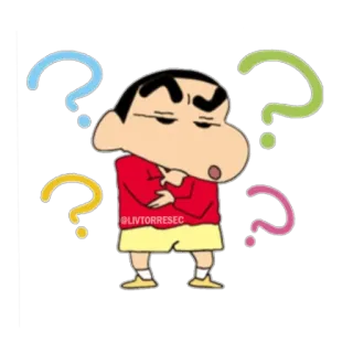 🤔 Shin-chan @LIVTORRESEC クレヨンしんちゃん, アニメ, はてなマーク, 漫画, 困惑 telegram sticker