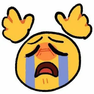 😫 Emoji, Weinend, Traurig, Gelb, Cartoon telegram sticker