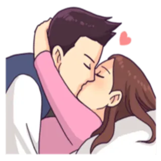 💋 kiss, love, romance, couple, cartoon, relationship telegram sticker