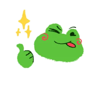 👍 rana, pollice in su, positivo, carino, cartone animato whatsapp sticker