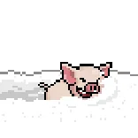 🐖 maiale, neve, animale, inverno, carino, pixel art telegram sticker