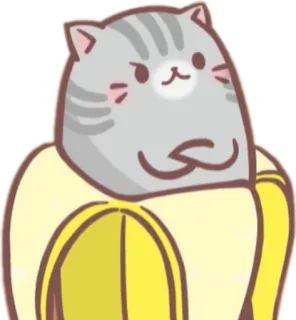 😏 고양이, 바나나, 귀여운, 만화, 스티커 telegram sticker