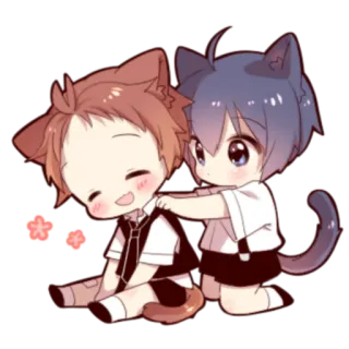 🍓 Anime, Orelhas de gato, Chibi, Fofo, Kawaii, Amizade telegram sticker