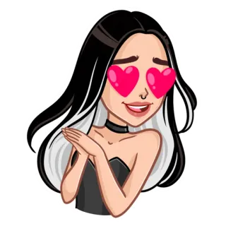 😍 mujer, ojos de corazón, amor, dibujos animados, chica, linda whatsapp sticker