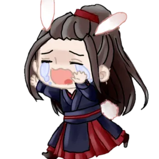 😭 płacz, smutny, królik, anime, chibi, łzy telegram sticker