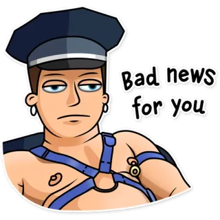 😈 Bad news for you 男, 警察, 制服, 革, 漫画 telegram sticker
