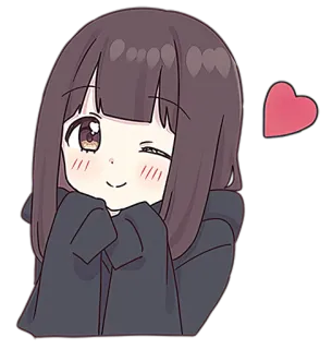 😉 anime girl, cute, wink, cartoon, heart, kawaii telegram sticker