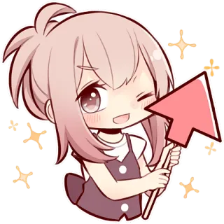 🔝 Anime, Carino, Freccia, Ragazza, Cartone animato, Chibi telegram sticker