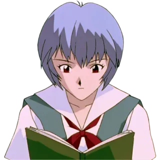 🙂 Rei Ayanami Neon Genesis Evangelion Anime, Mangá, Rei Ayanami, Evangelion, Personagem, Garota, Lendo whatsapp sticker