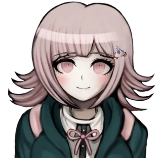 ☺️ Chiaki Nanami Danganronpa anime, video game, character, pink hair, cute, Danganronpa telegram sticker