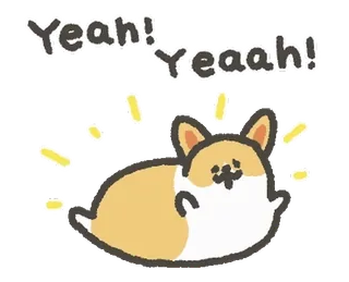 😲 Yeah! Yeah! cane, corgi, felice, carino, festa, animale telegram sticker