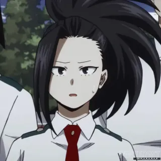 🖤 Momo Yaoyorozu My Hero Academia Anime, My Hero Academia, Momo Yaoyorozu, Personaggio, Uniforme scolastica telegram sticker