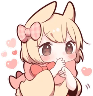 😍 애니메이션, 카와이, 귀여운, 하트, 리본, 치비 telegram sticker