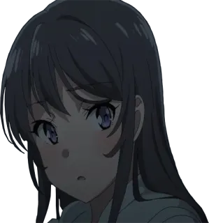 😟 anime, girl, brunette, sad, cute telegram sticker