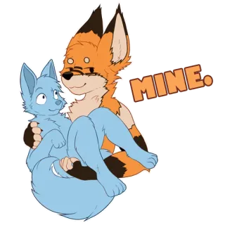 🦊 MINE. furry, rubah, serigala, imut, pasangan, penyayang, kepemilikan telegram sticker