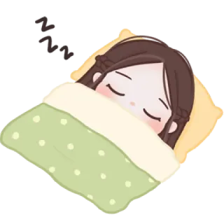 🧸 dormir, sommeil, fille, mignon, dessin animé telegram sticker