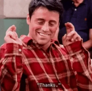 👌 Joey Tribbiani Friends Thanks. przyjaciele, joey tribbiani, serial, komedia, lata 90, telewizja telegram sticker
