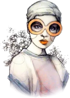 😄 mulher, retrato, moda, ilustração, estilo, óculos de sol whatsapp sticker