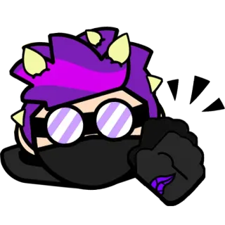 👏 personage, anime, cartoon, paars, stekelig, kunst telegram sticker