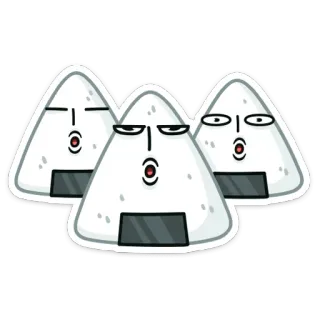 😱 onigiri, polpetta di riso, cibo, carino, kawaii, adesivo, divertente telegram sticker