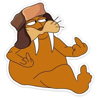 🖕 walrus, cartoon, middle finger, offensive telegram sticker