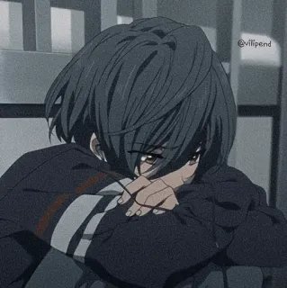 🎟 @viliipend Anime, Verdrietig, Jongen, Illustratie, Personage, Manga telegram sticker