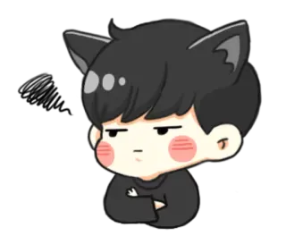 😒 telinga kucing, imut, anime, manga, kartun, stiker, anak laki-laki, kawaii whatsapp sticker