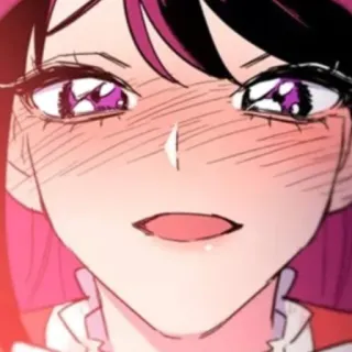 😆 动漫, 女孩, 漫画, 粉色头发, 脸红, 特写, 卡通 whatsapp sticker