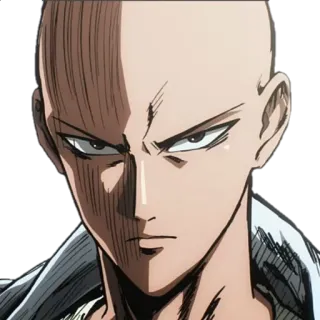 😠 Saitama One-Punch Man аниме, герой, лысый, серьезный telegram sticker