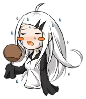😥 Anime, Suando, Cansado, Exausto, Desenho animado, Chibi telegram sticker