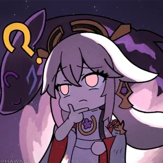 💠 Yae Miko Genshin Impact Anime, Frage, Fuchs, Denken, Spiel whatsapp sticker