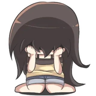 😞 anime, girl, sad, crying, cartoon telegram sticker