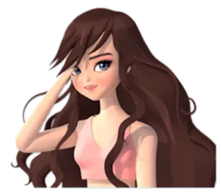😓 animé, fille, dessin animé, belle, pose whatsapp sticker