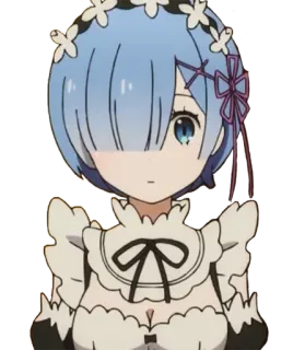 🙁 Rem Re:Zero 动漫, 女仆, 蓝发, 蕾姆, Re:从零开始的异世界生活, 卡哇伊 telegram sticker