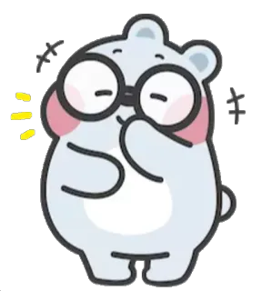 😆 bear, cartoon, character, glasses, cute whatsapp sticker