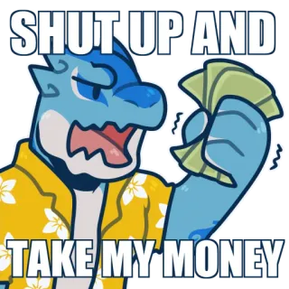 💰 SHUT UP AND TAKE MY MONEY geld, halt die klappe, humor, cartoon, aufkleber, figur whatsapp sticker