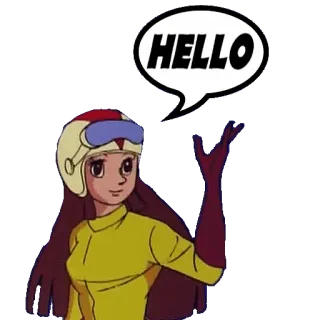 👋 HELLO привет, мультфильм, шлем, приветствие whatsapp sticker