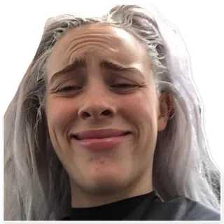 😳 Billie Eilish Билли Айлиш, певица, музыкант, поп-звезда, знаменитость, смешное лицо telegram sticker