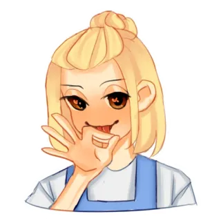 😏 anime girl, cute, blonde hair, character, tongue, eyes telegram sticker