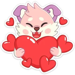 😍 милый, собака, сердце, любовь, каваи, стикер telegram sticker
