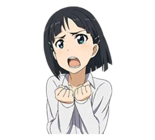 ☹ anime, dziewczyna, zmartwiona, zszokowana, wyraz twarzy telegram sticker