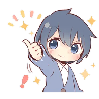 👍 애니메이션, 치비, 귀여운, 좋아요, 만화, 긍정적, 일러스트 telegram sticker